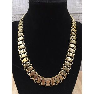 Vintage Gold Tone Heart Chain Long Necklace